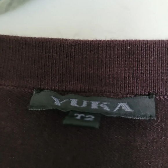 Yuka Womens Embellished Sweater Top Size Small Brown Bronze V-Neck Rayon Blend - Picture 2 of 7